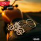 Close-up view of the durable motorcycle shaped metal keychain's smooth finish.