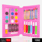 Open Kids Art Kit displaying crayons, watercolor cakes, sketch pens, and accessories.