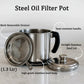 Stainless steel oil filter pot with airtight lid for hygienic oil storage
