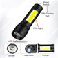 Powerful long range flashlight beam cutting through darkness.