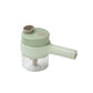 Ergonomic grip of the electric vegetable chopper, held by a user.