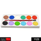 Vibrant watercolor kit featuring 12 cake shades and a single paint brush for art projects.