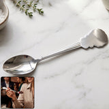 Elegant stainless steel dinner spoon with carved handle for daily dining