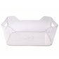White background with storage box size guide