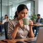 Plastic mug for daily use with stylish leather-textured body