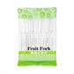 Pack box of disposable clear plastic fruit forks