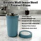 Travel Glass 500ml upright with lid on ready for travel