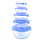 Organized kitchen cabinet showing stackable glass bowls for efficient storage.