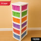 Multi-colored 6-layer storage cabinet with tinted plastic drawer tiers