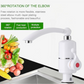Design illustration of electric water heater faucet highlighting adjustable temperature