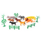 All 14 pieces of Animal Kingdom toy set including animals, trees, and fences