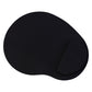 Black ergonomic mouse pad with wrist rest on desk