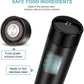 Technical specifications graphic of smart vacuum insulated water bottle