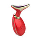 Electric face massager displaying various LED light therapy modes