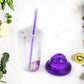Portable travel tumbler featuring an ergonomic lid and reusable straw, available in vibrant colors.