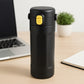 Insulated water bottle front view showing sleek, leak-proof design