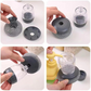 Side view of the soap dispenser with scrub, demonstrating the comfortable grip of the handle.