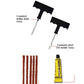 Complete **tubeless tyre puncture repair kit** contents, including rubber cement.