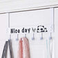 Heavy-duty carbon steel over door hook hanger rack in white with six sturdy hooks