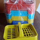 Image showing the dimensions of the plastic double soap dish stand.