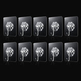 Transparent adhesive wall hooks 10pc set on white background