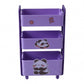 Front view of the purple mini storage trolley on a white background.