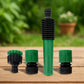 Retail packaging for the durable 4-piece garden hose nozzle and connector set.