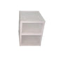 A white two-layer stackable storage rack, perfect for organizing clothes or kitchen items.