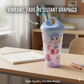 Unicorn Kids Water Bottle with spill-proof straw lid, featuring a magical design.