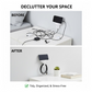 Self-adhesive strong wall hook holding household items to keep space organized.