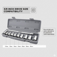 BoltForce branded packaging for the 3/8-inch drive socket wrench set.