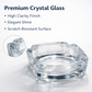 Infographic highlighting the premium quality and lead-free material of the ashtray.