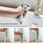 Multi-purpose cleaning cloth shown with dimensions to illustrate its compact size.
