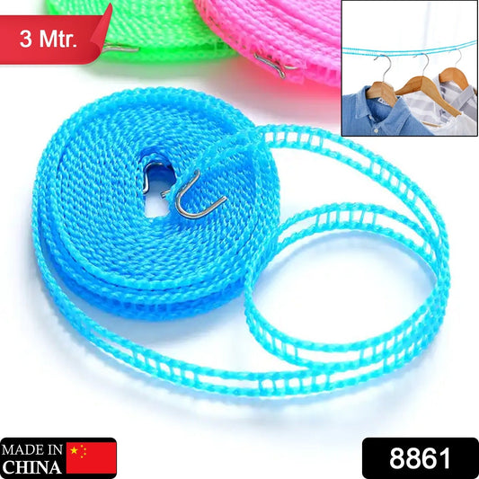Organivo 3m anti-slip clothesline rope with stainless steel hooks.