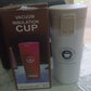 Alternative angle of  vacuum insulated coffee flask with flip lock lid