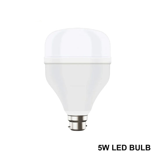 Bright 5W LED bulb emitting cool white light, showcasing its energy efficiency.