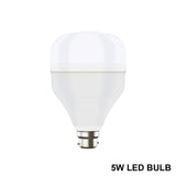 Bright 5W LED bulb emitting cool white light, showcasing its energy efficiency.