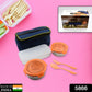 An open stainless steel lunch box revealing its three spacious compartments.