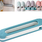 Folding shoe rack mounted on a wall, showcasing its space-saving design.