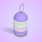 Close-up of the purple 3-layer baby food storage box, highlighting its secure lid.
