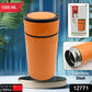 An Indian woman uses the 1000ml Stainless Steel Water Bottle with its convenient foldable handle for easy carrying.