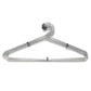 Stack of space-saving stainless steel hangers, highlighting their slim profile for closet organization.