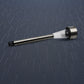 Side view of a sleek, black solar-powered LED spot light for modern outdoor decor.