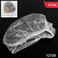 A single disposable shower cap, neatly sealed in its clear individual wrapper.