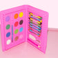 Kids Art Set in a colourful box, open to show 24 pieces of crayons, watercolours, and tools.