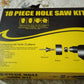 The complete 18-piece BoltForce Hole Saw Kit displayed in its compact and organized storage box.