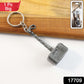 Detailed close-up of metal hammer shape keychain design