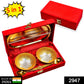 Close-up of the exquisite gold and silver plated brass serving set, featuring bowls and spoons.