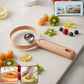 Dual-function fruit scooper and cutter tool with ergonomic handle