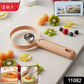 Close-up view of the fruit scooper side of the dual-function kitchen tool
